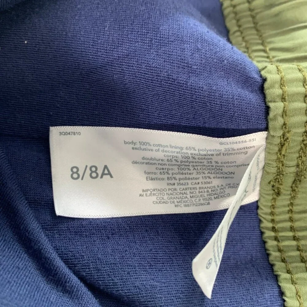 5/$25‎ Carter's Olive Green Fleece Lined Jogger Pants Size 8